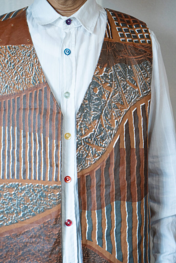 柿渋プリントベストI